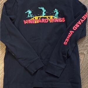 Vineyard Vines Navy Long Sleeve with Vibrant Graphic
